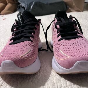 Saucony Endorphin Series pink and black walking shoes